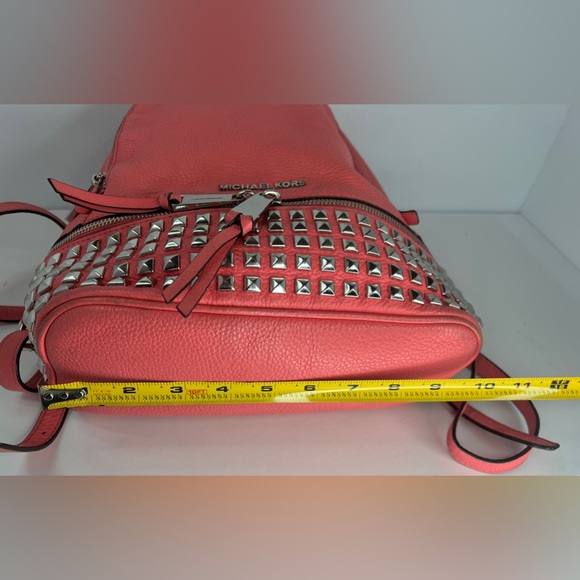 Michael Kors Rhea Backpack Studded Leather Coral Pink Grapefruit 30S5SEZB5L - Picture 11 of 16